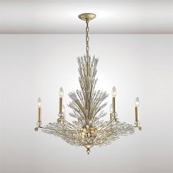 Fay Nine Light Ceiling Fitting Aged Silver/Gold With Crystals IL31673