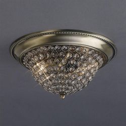 Paloma Double Lamp Antique Brass And Crystal Ceiling Fitting IL31131