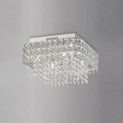 Edison 4 Light Square Chrome And Crystal Ceiling Fitting IL31152