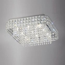 Edison Square 9 Light Chrome And Crystal Ceiling Fitting IL31153