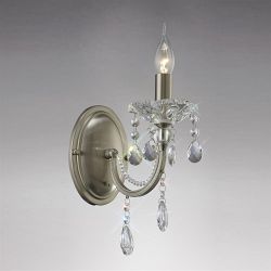 Leana Satin Nickel Crystal Single Wall Light IL32081