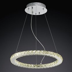 Galaxy Round Polished Chrome LED Crystal Pendant IL80036