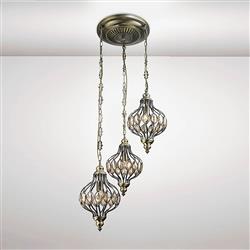 Marisa Antique Brass Triple Cluster Pendant Light IL31572