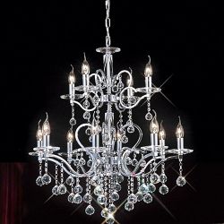 Zinta Polished Chrome And Crystal 2 Tier 12 Light Pendant IL30128+4