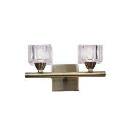 Cuadrax Antique Brass Double Wall Light M2364AB/S