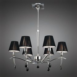 Siena Chrome 6 Arm Ceiling Light with Black Drops & Shades M0342