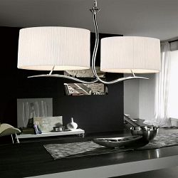 Eve Twin Chrome And Ivory Shades Ceiling Pendant Light M1130