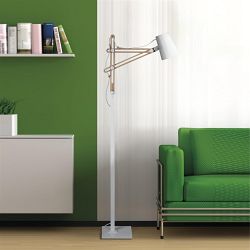 Looker Matt White/Beech Contemporary Floor Lamp M3774