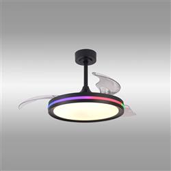 Rafaga LED White And RGB Dimmable Retractable Blade Ceiling Fan 