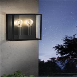 Alamonte 1 Black IP44 Rectangular Outdoor Wall Light 900698