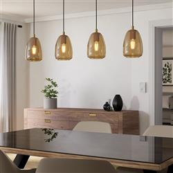 Alobrase Brushed Brass And Amber 4 Bar Pendant 98649