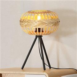 Amsfield 1 Black And Wood Table Lamp 43865