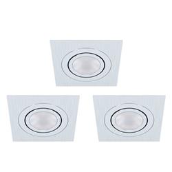 Areitio LED Brushed Aluminium Square Recessed Set of 3 Spots 98637