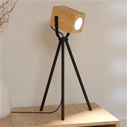 Ayles Black And Wood LED Table Lamp 43749