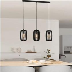 Bajazzara Black Three Lamp Various Colour Shade Pendant Light