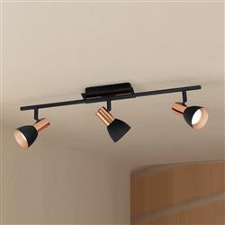 Barnham Black And Copper Triple LED Spot Bar 94586