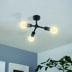 Bocadella 1 Steel Black Three Arm Ceiling light 98317