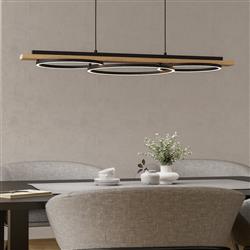 Boyal LED Wood Finish Triple Ceiling Pendant