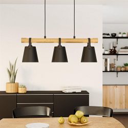 Boyle Black & Wood Ceiling Bar Pendant 43636