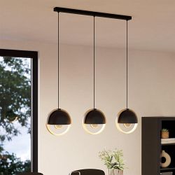 Callow Black And Wood 3 Bar Pendant Light 43756