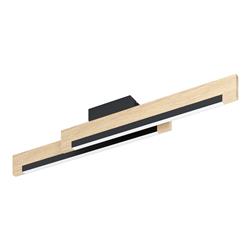 Camacho Black And Wooden LED Flush Ceiling Fitting 901736