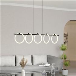 Caranacoa LED Black And White Five Ring Pendant Light 900563