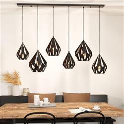 Carlton 1 Black & Copper 6 Light Linear Pendant Fitting 43846