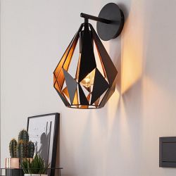 Carlton 1 Black/Copper Single Arm wall Light 49992