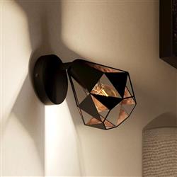 Carlton Black And Copper Adjustable Wall Spotlight 43715