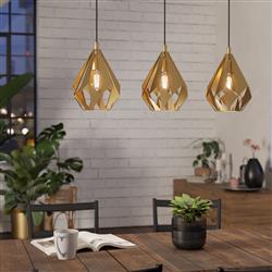 Carlton Gold Coloured 3 Light Linear Pendant Fitting 43909