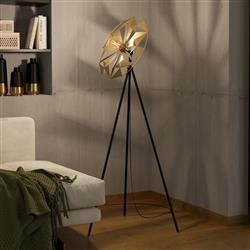 Castanuelo Gold And Black Tripod Floor Lamp 43809