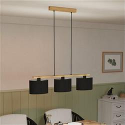 Castralvo Black And Wood 3 Bar Pendant 900313