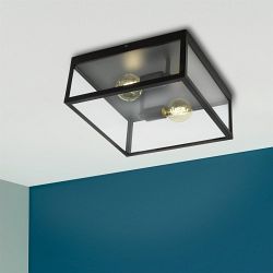 Charterhouse Flush Square Black Ceiling Double Light 49392