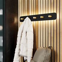 Civitate LED Black & Brown Wall Light And Coat Rack 99596