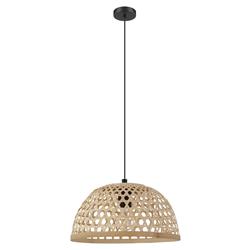 Claverdon Medium Ceiling Pendant Natural wood And Black 43253