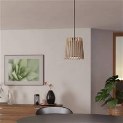 Fattoria Black And Wood Three Light Ceiling Pendant 900903