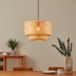 Hettonle Black And Wood Pendant Light 43868