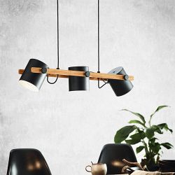 Hornwood Three Light Ceiling Pendant Black/Brown Wood 43045