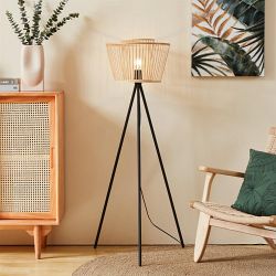 Hykeham Black And Wood Floor Lamp 43855