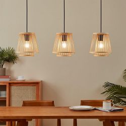 Hykeham Black And Wood 3 Bar Pendant 43853