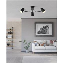 Loreto Black Three Arm Adjustable Ceiling Light 900188