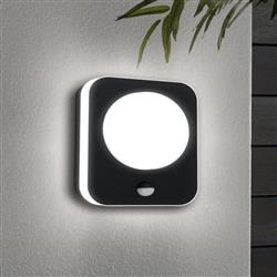 Madriz IP44 LED Black & White Plastic PIR Wall Light 99584