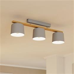 Mariel Grey And Brown Triple Ceiling Light 900361