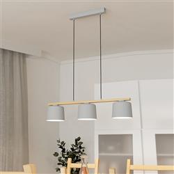 Mariel Grey And Wood Three Bar Pendant 900362