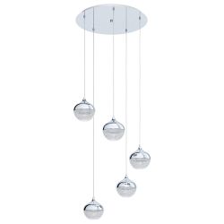 Mioglia 1 Steel Five Lamp Chrome And White Cluster Pendant 98629