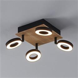Rielves Wooden And Black 4 Light LED Spot 901205