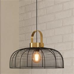 Roundham Brushed Brass And Black Ceiling Pendant 43964