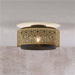 Sandbach Black And Brass Flush Ceiling Fitting 43979