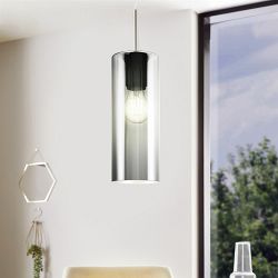 Selvino Satin Nickel & Coloured Transparent Glass Single Pendant