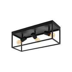 Silentina Flush Fitting Black Three Lamp Ceiling Light 98333